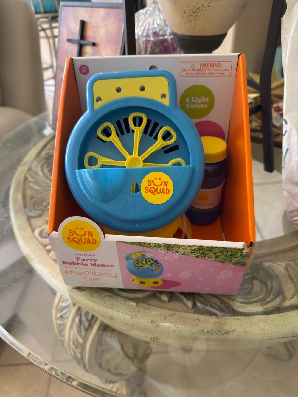 Sun Squad Light-Up Blue & Yellow Bubble Maker for Kids